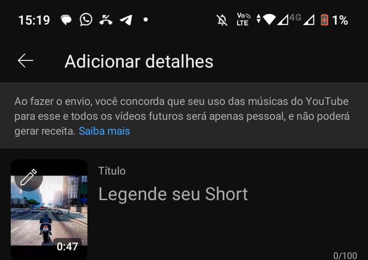 Como postar shorts no