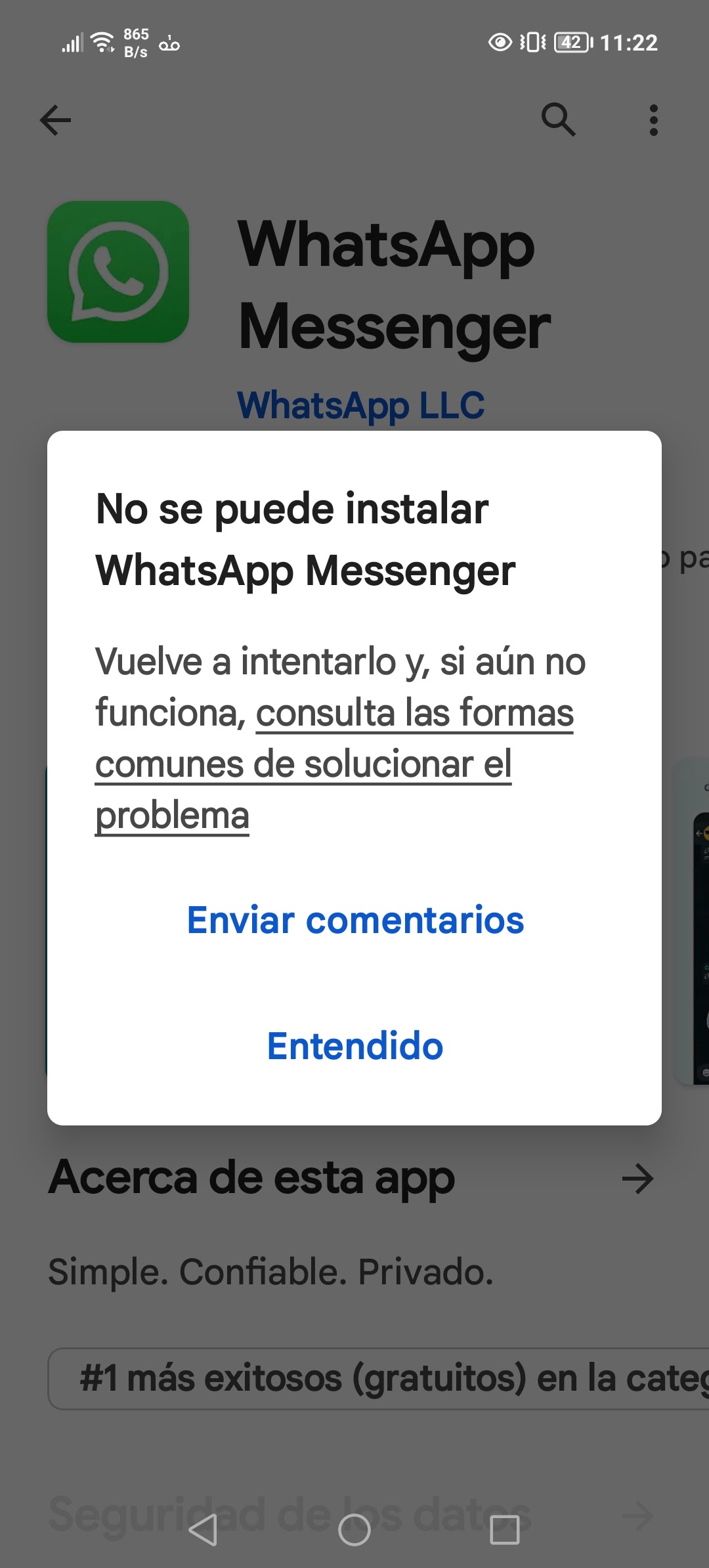 no puedo descargar whatsapp - Comunidad de Google Play