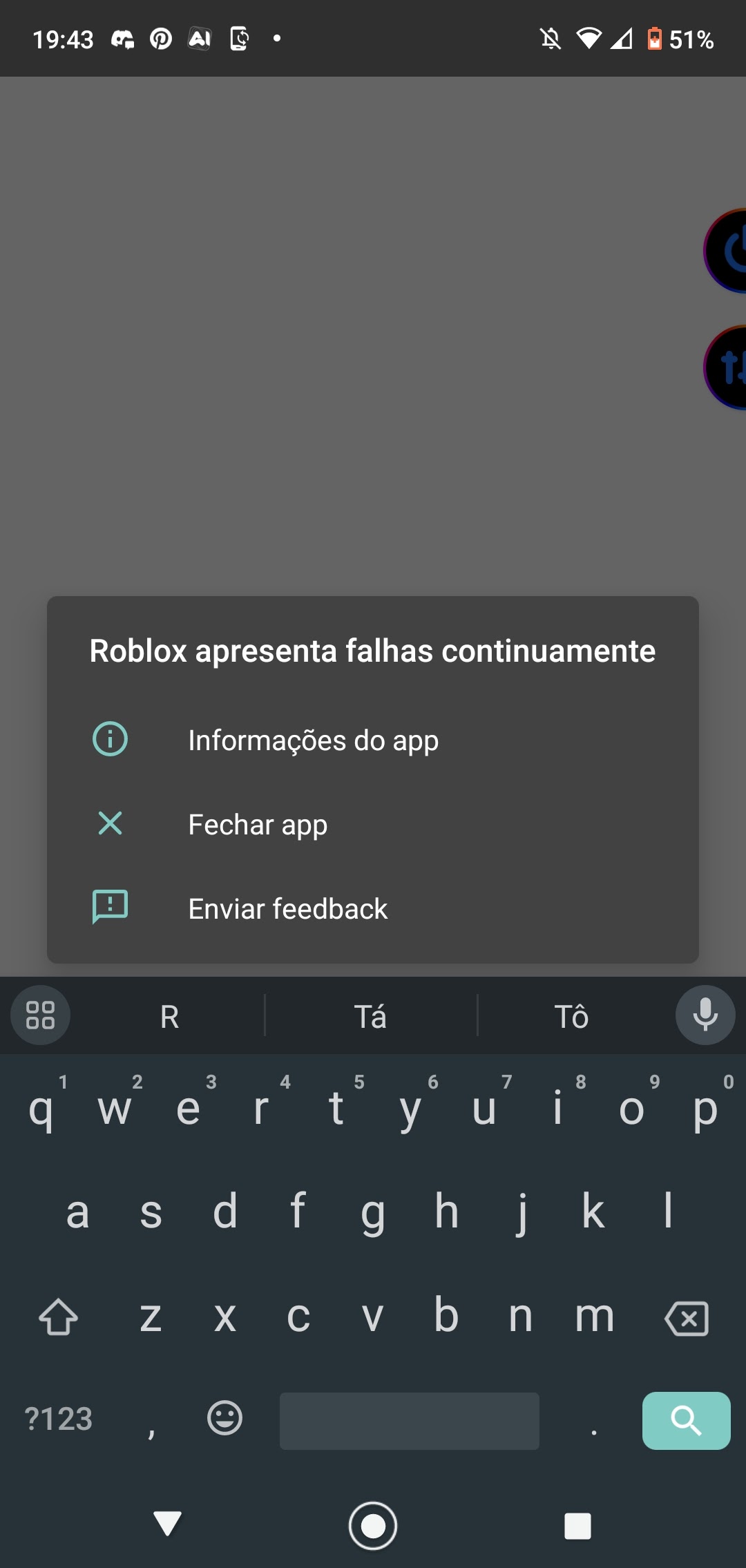 O aplicativo Roblox apresenta falhas continuamente sempre que tento abrir  ele. - Comunidade Google Play