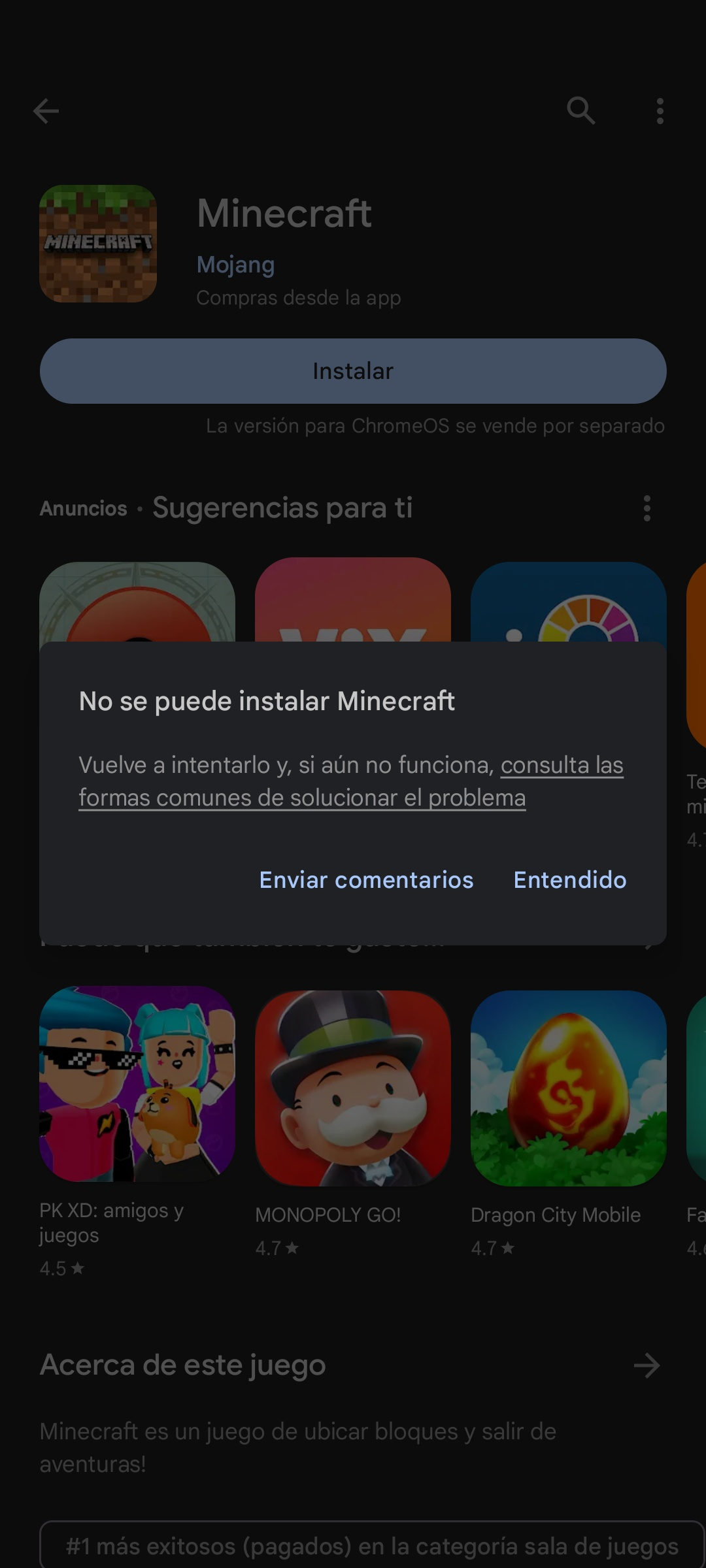 No puedo descargar maicraf - Comunidad de Google Play