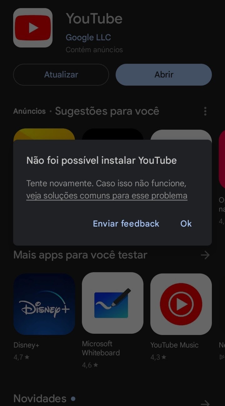 Não é possível instalar/atualizar apps na Play Store - Comunidade