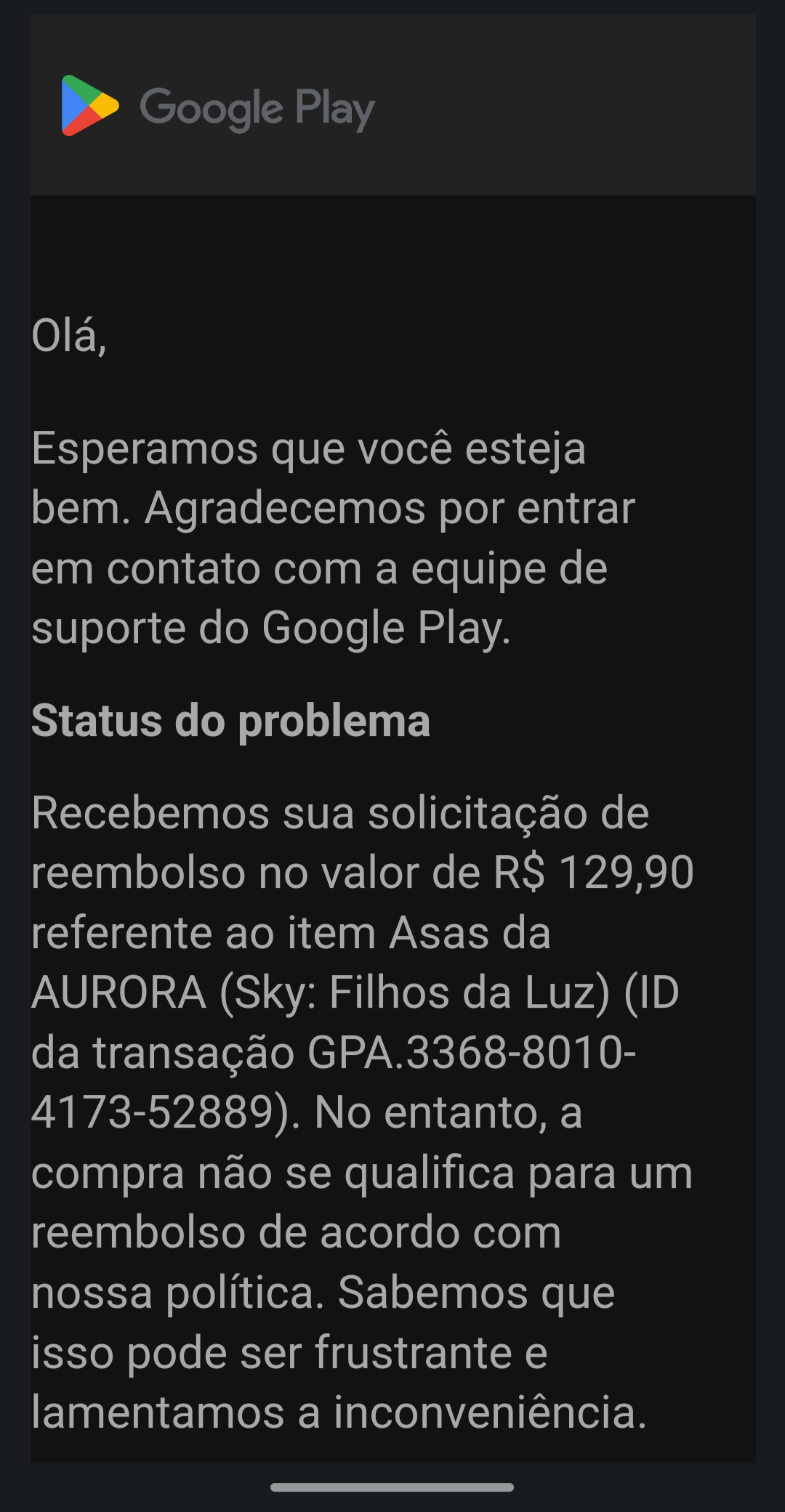 Tô tendo problema ao fazer compras no jogos - Comunidade Google Play