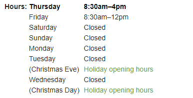 My special hours not showing closed on holidays Google Business