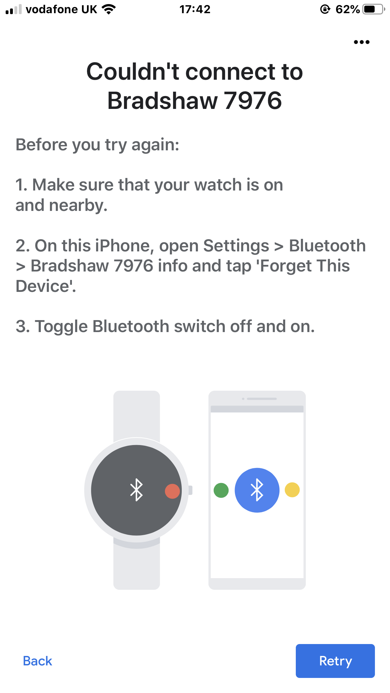 how to connect bradshaw watch to iphone