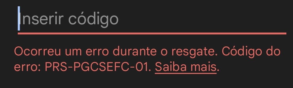 Como resolver o problema do código do vale presente prs-pgcsefc-01 -  Comunidade Google Play