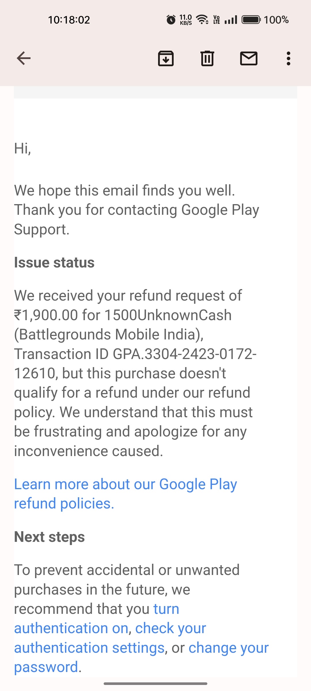 Non-refundable payment - Google Play Community