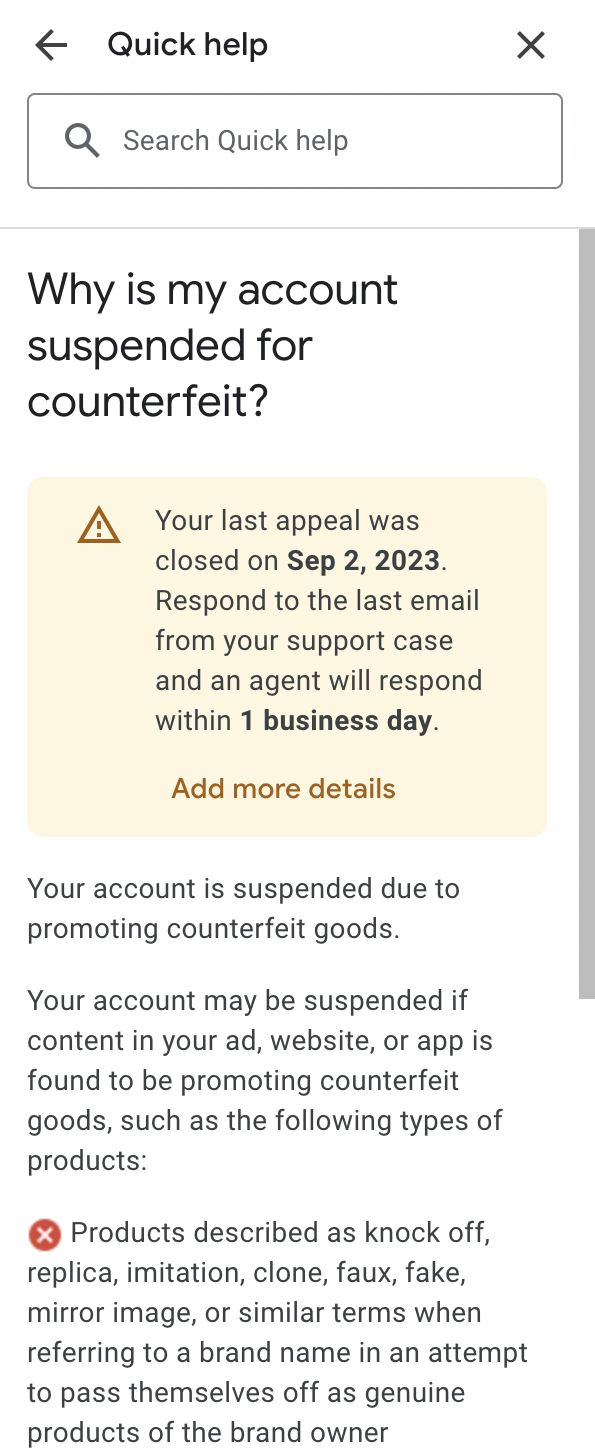 My Google Ads account was suspended and the issue has been fixed