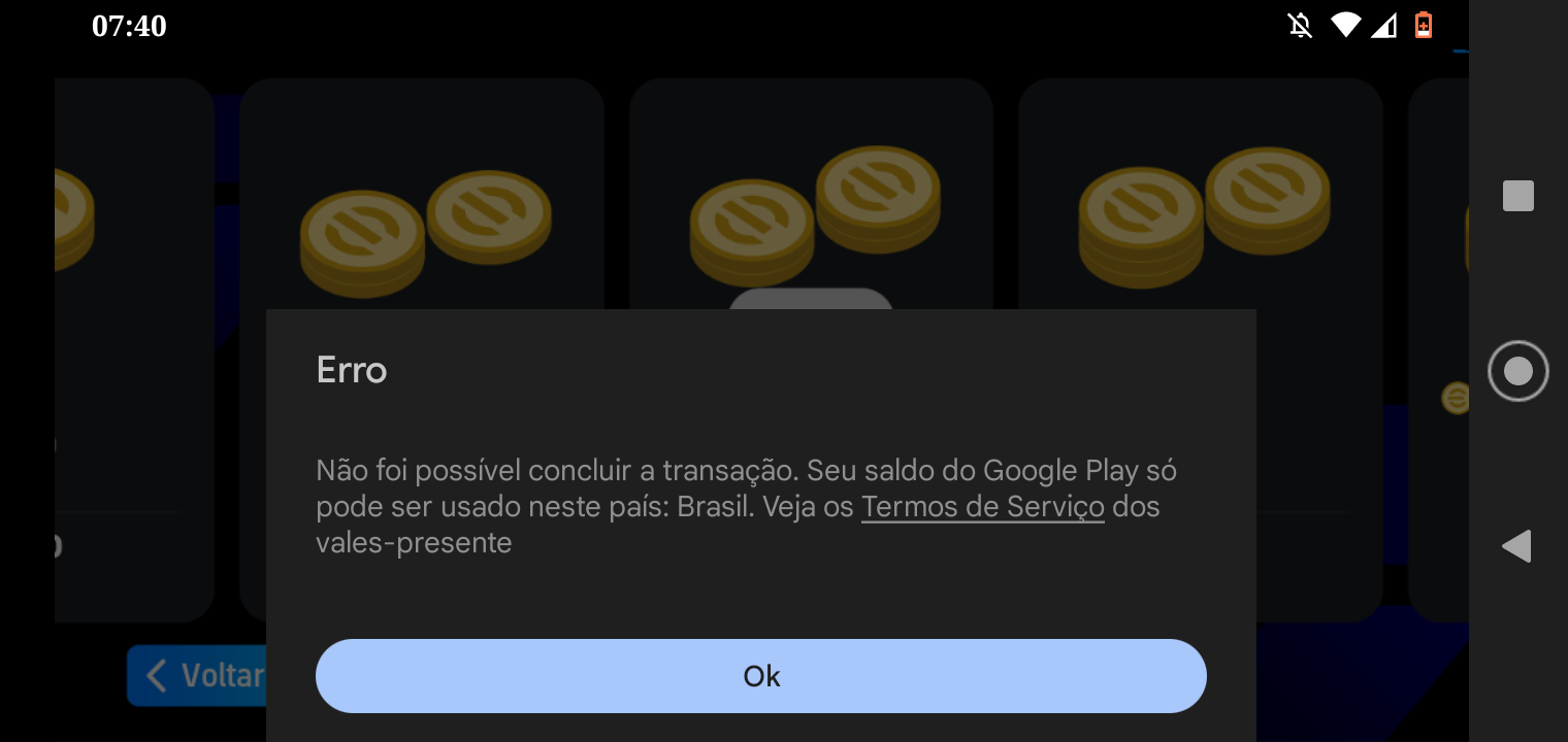 Tô tendo problema ao fazer compras no jogos - Comunidade Google Play