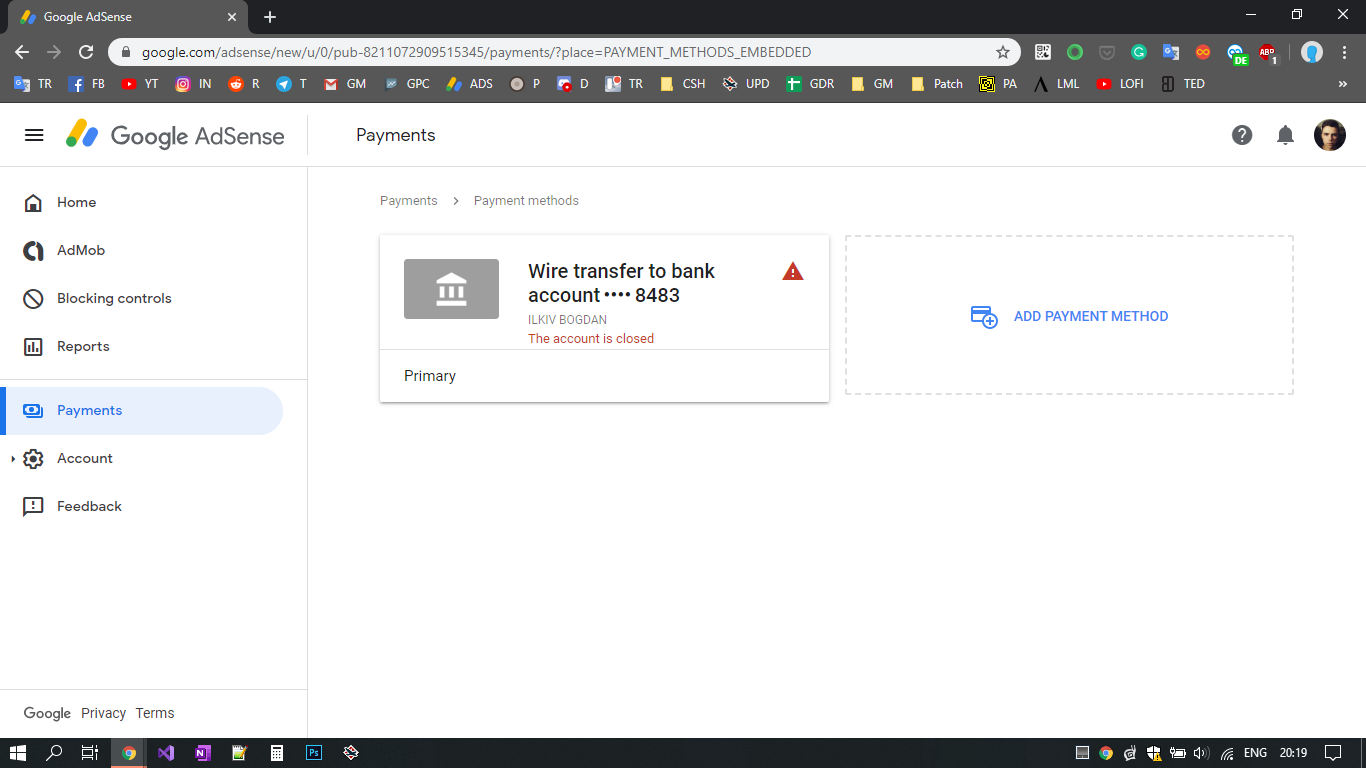 The account is closed. What s wrong with my payments account