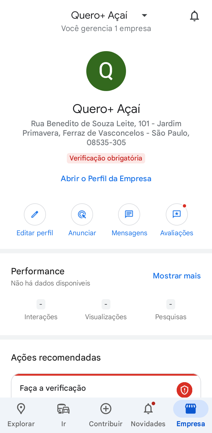 A descrição do meu perfil não é possível modificar. - Comunidade Perfil  da empresa no Google