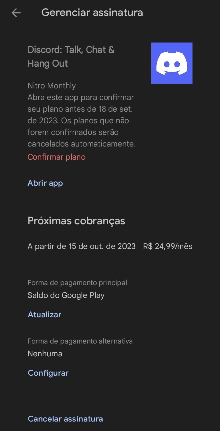 Não consigo cancelar meu nitro pela Google Play - Comunidade Google Play