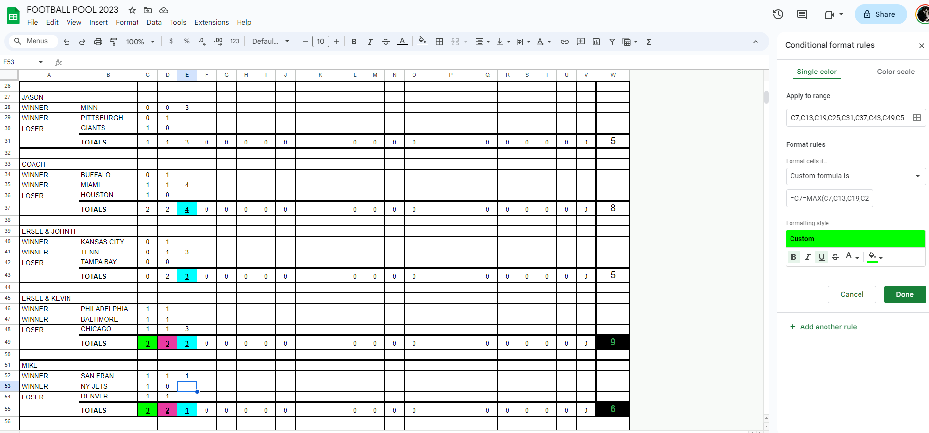 football pool excel template