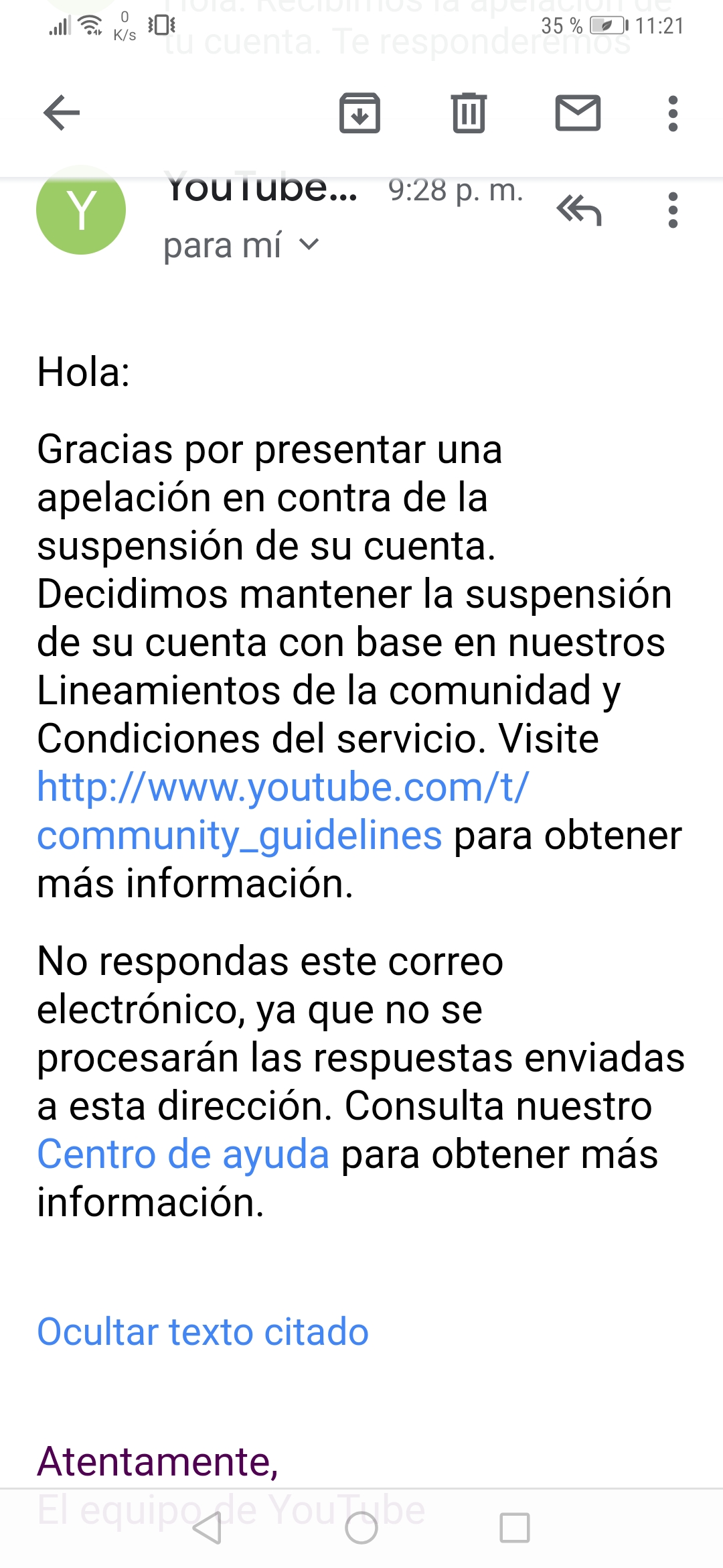 Hola necesito ayuda ayer. Suspendieron mi cuenta de YouTube, llene el  formulario como me Lo pedían - Comunidad de YouTube