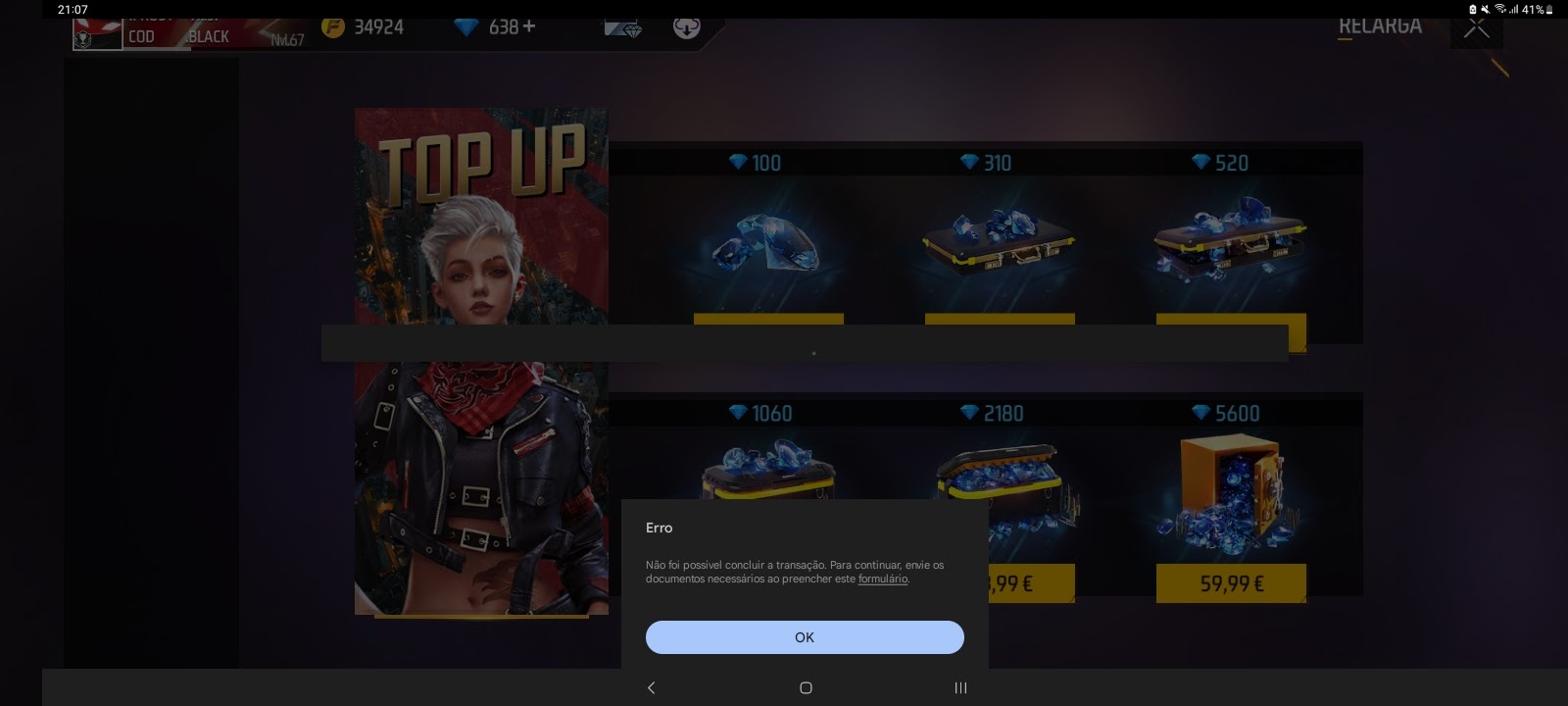 ERRO EM PAGAMENTO NO FREE FIRE - Comunidade Google Play