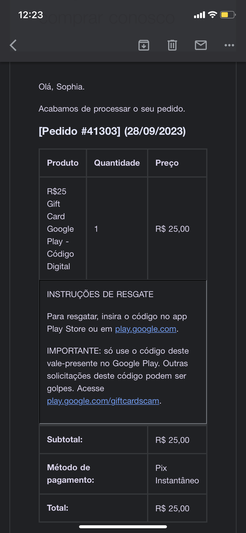 Como faço pra resgatar meu gift card sendo que está dando erro - Comunidade Google  Play