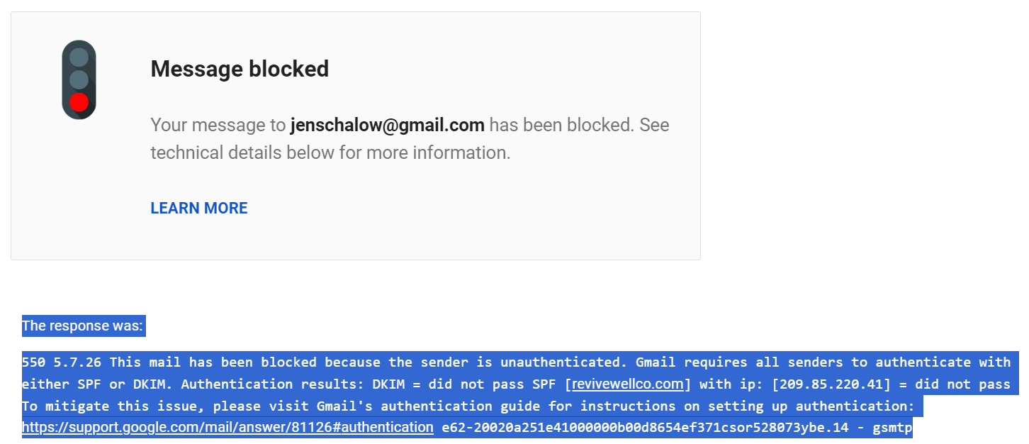 Outgoing emails blocked or rejected - Google Workspace Admin Community