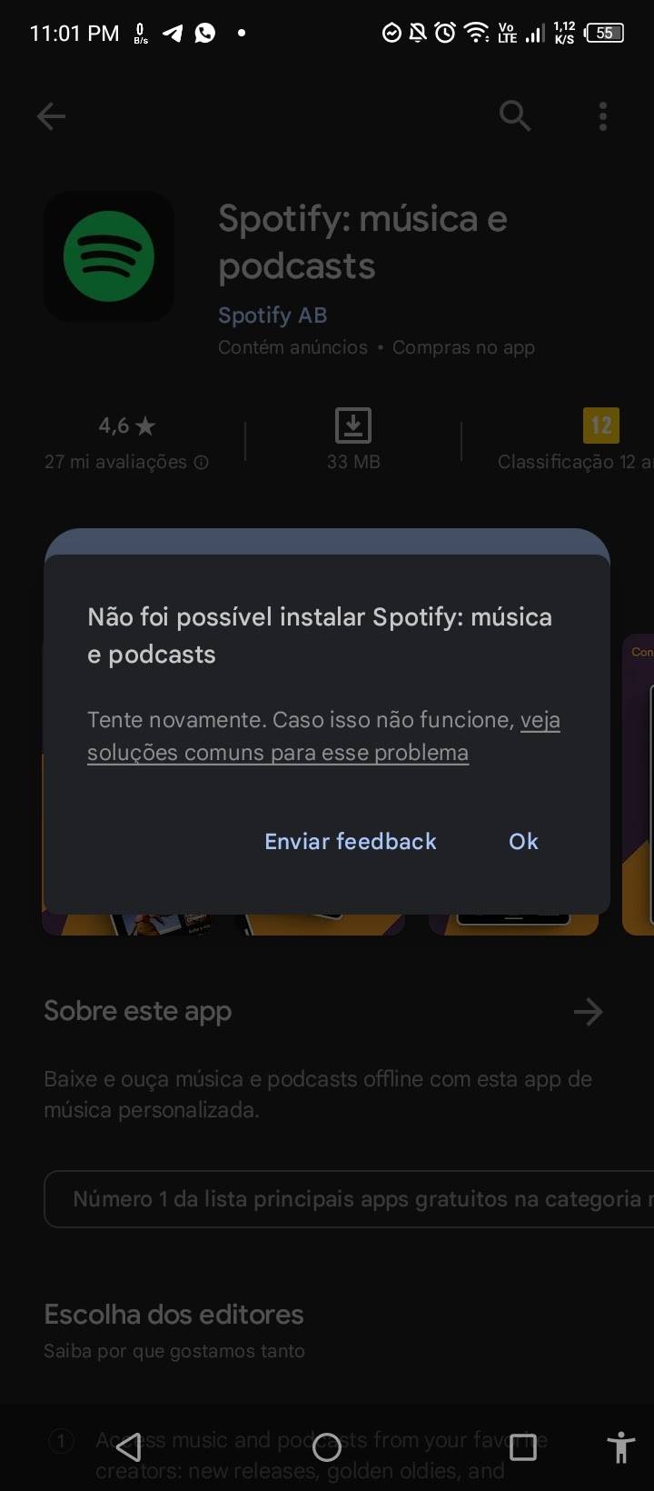 Resolver erros de instalação do aplicativo na Google Play Store