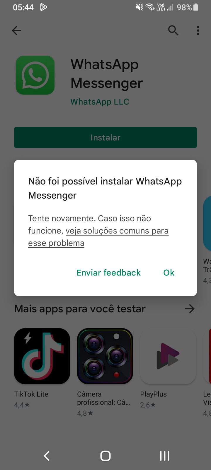 Por que não consigo instalar o aplicativo? - Comunidade Google Play