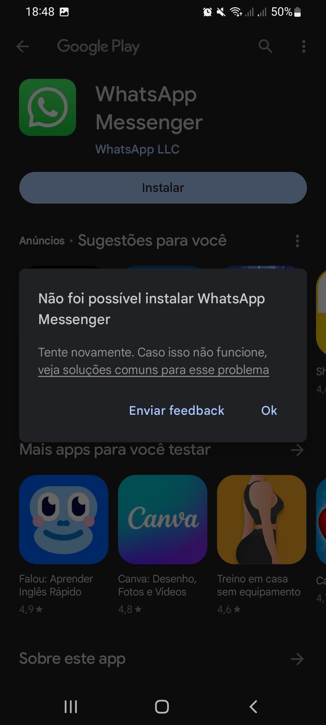 Não consigo instalar nenhum aplicativo da play store - Comunidade Google  Play