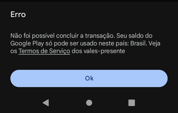 Erro ao resgatar o vale presente - Comunidade Google Play