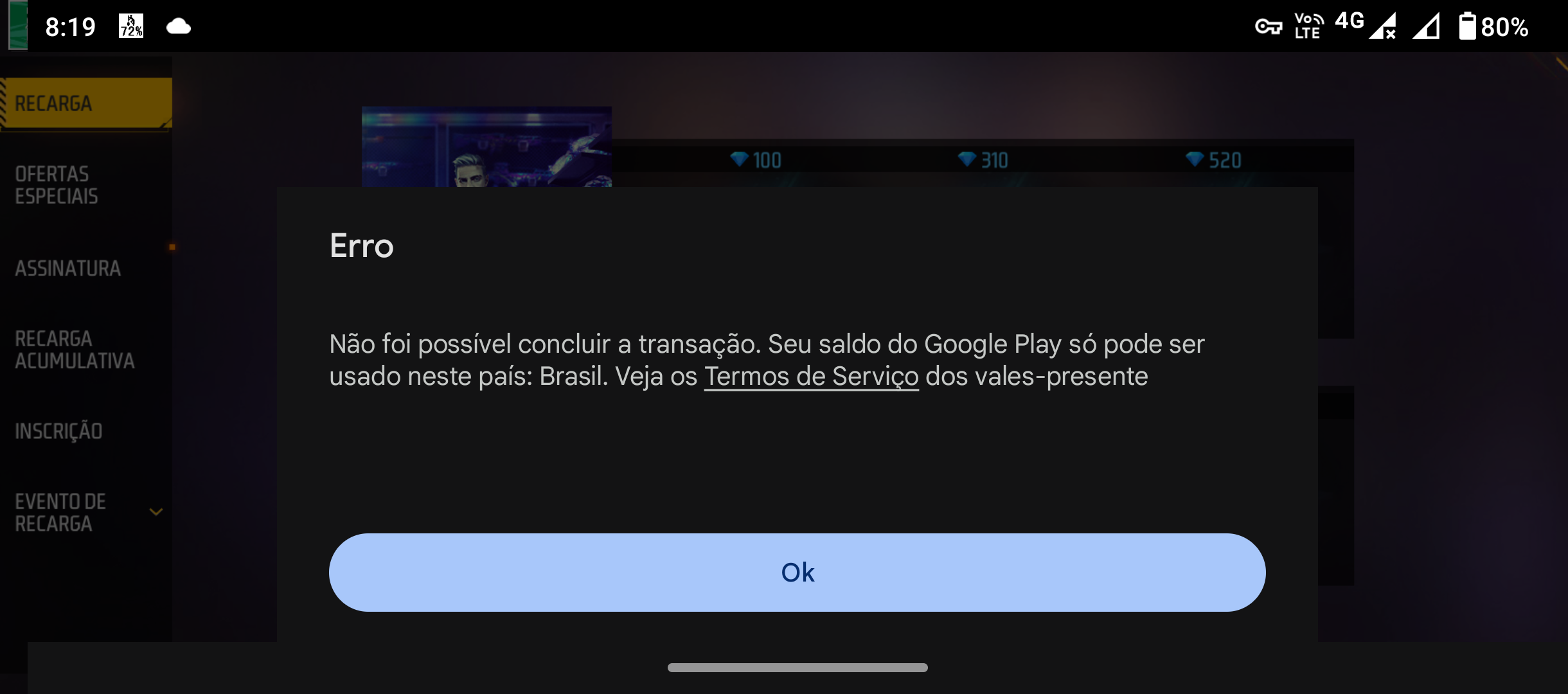 Erro na compra de diamante no ff - Comunidade Google Play