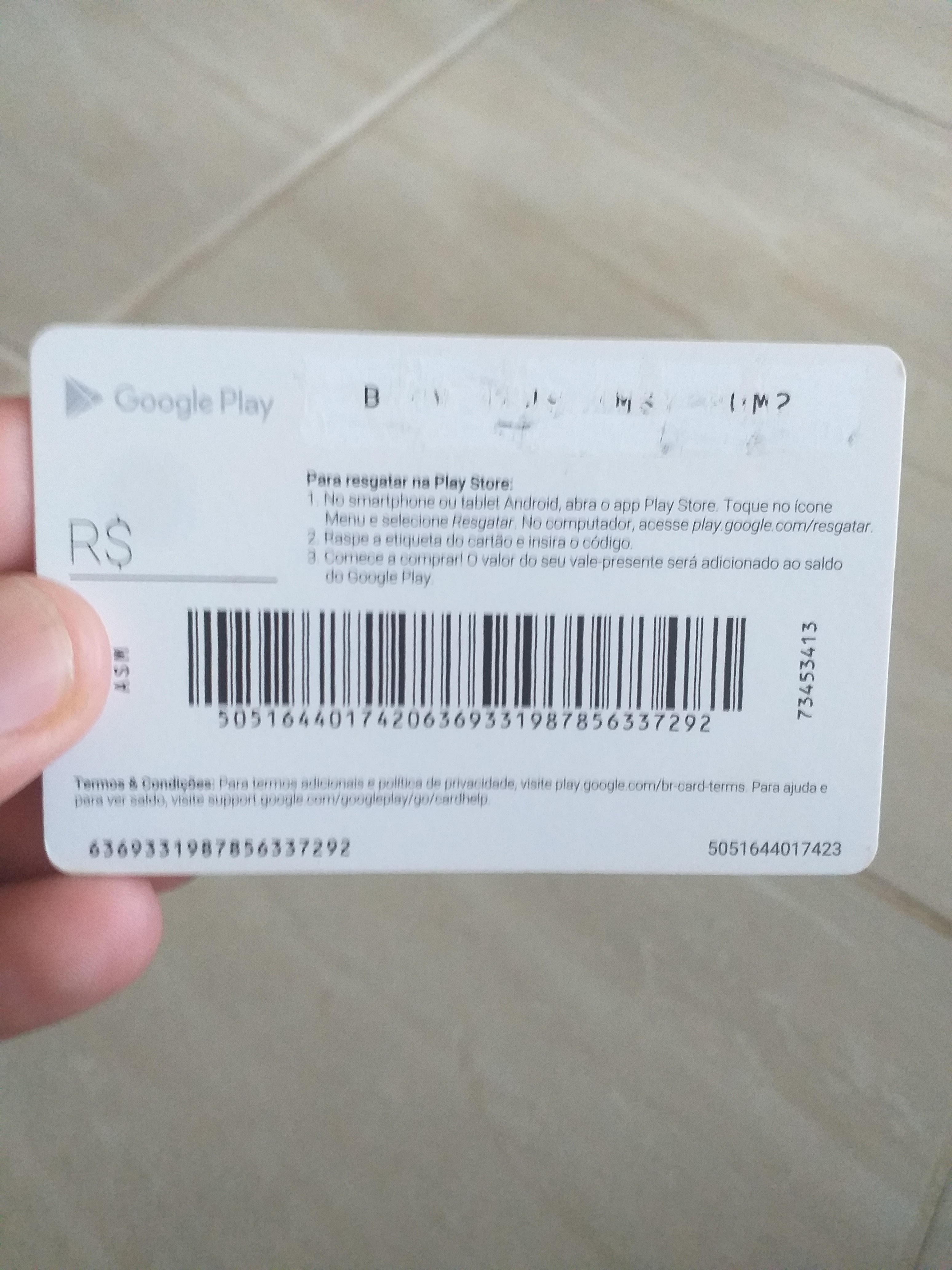 Como ler o código de um gift card danificado? - Comunidade Google Play