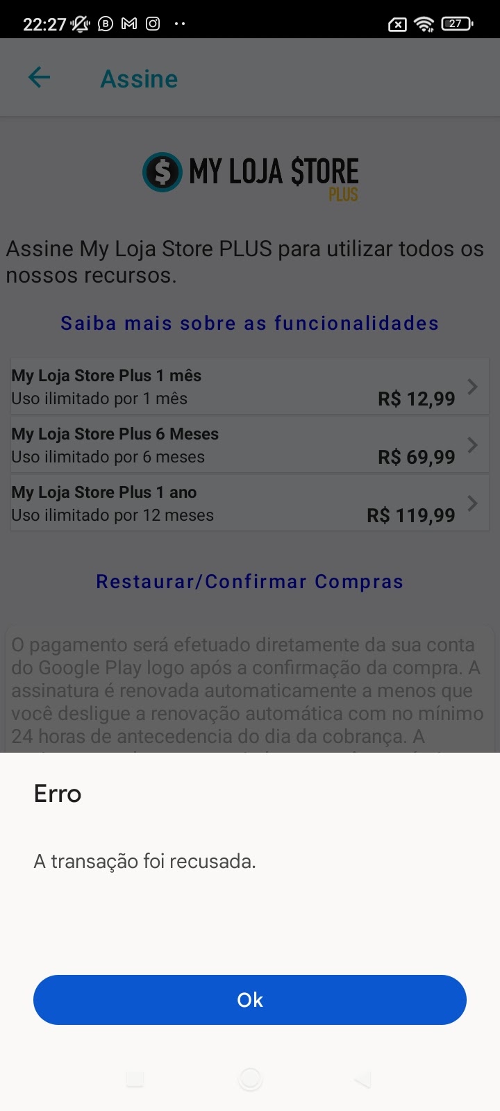 Problema com pagamento de assinaturas - Comunidade Google Play