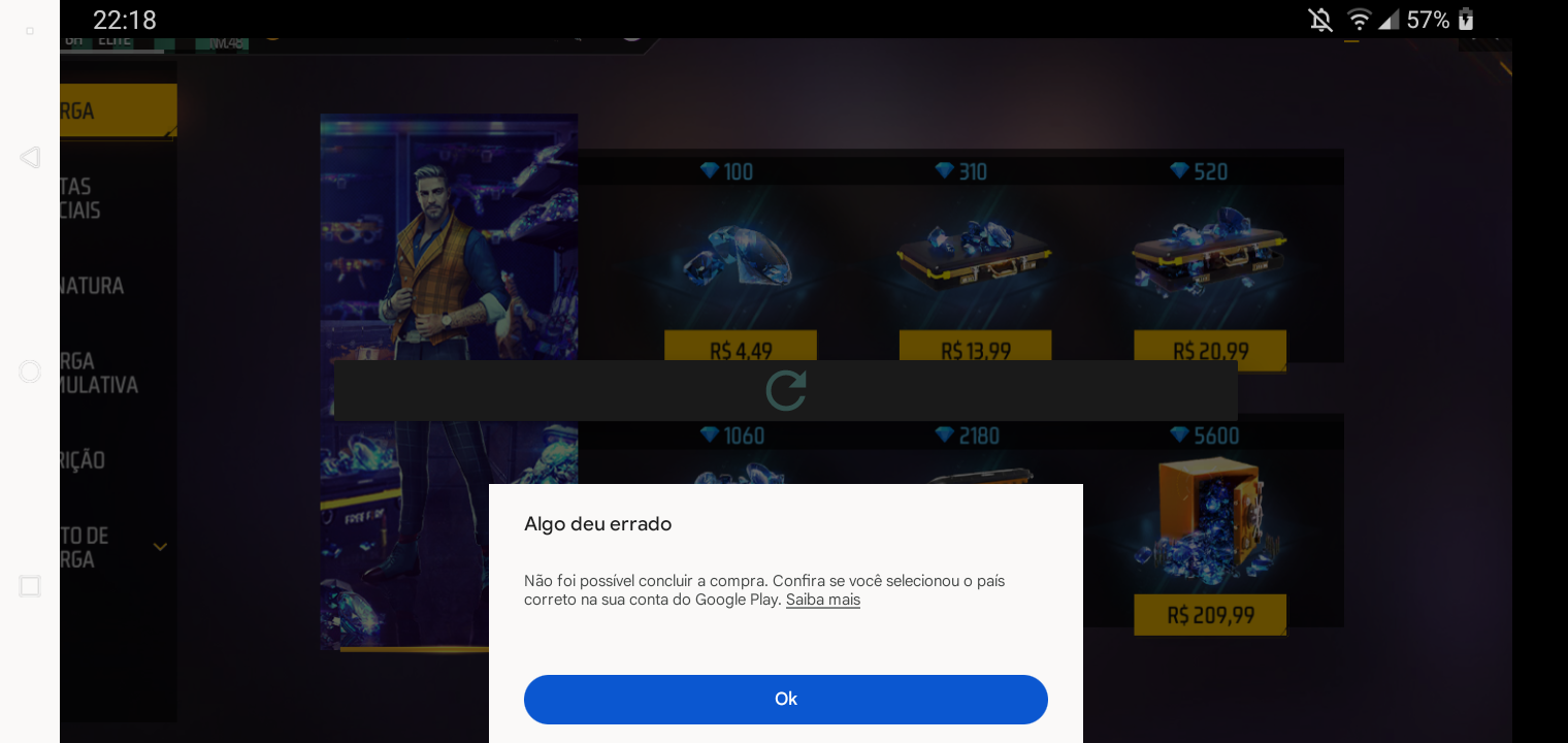 erro na compra de diamante no free fire - Comunidade Google Play