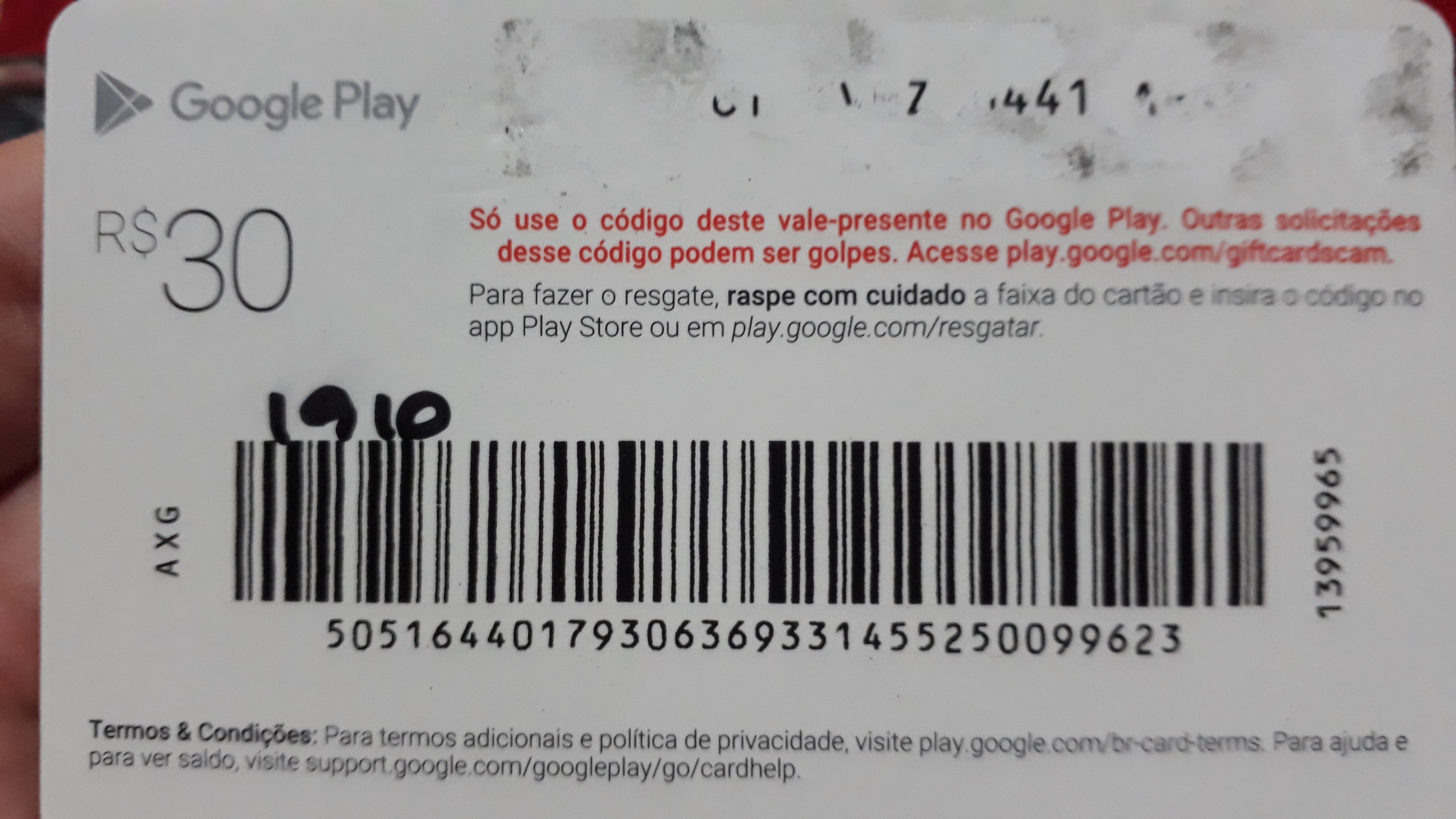 Não foi possível resgatar ó código. Ele só poder ser usado neste país:  Brasil. - Comunidade Google Play