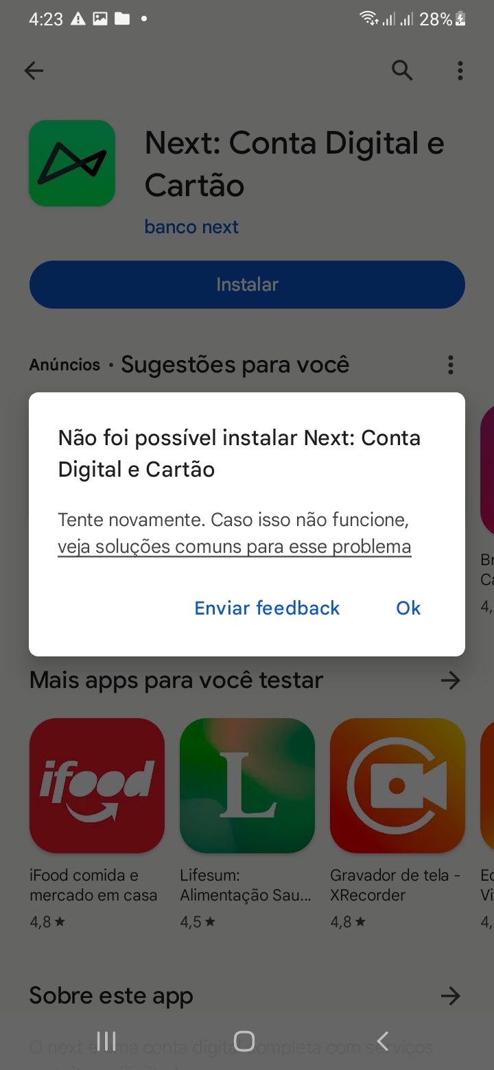 Não entendo porque não consigo instalar eu desinstalei alguns apps mesmo  assim não estou conseguindo - Comunidade Google Play