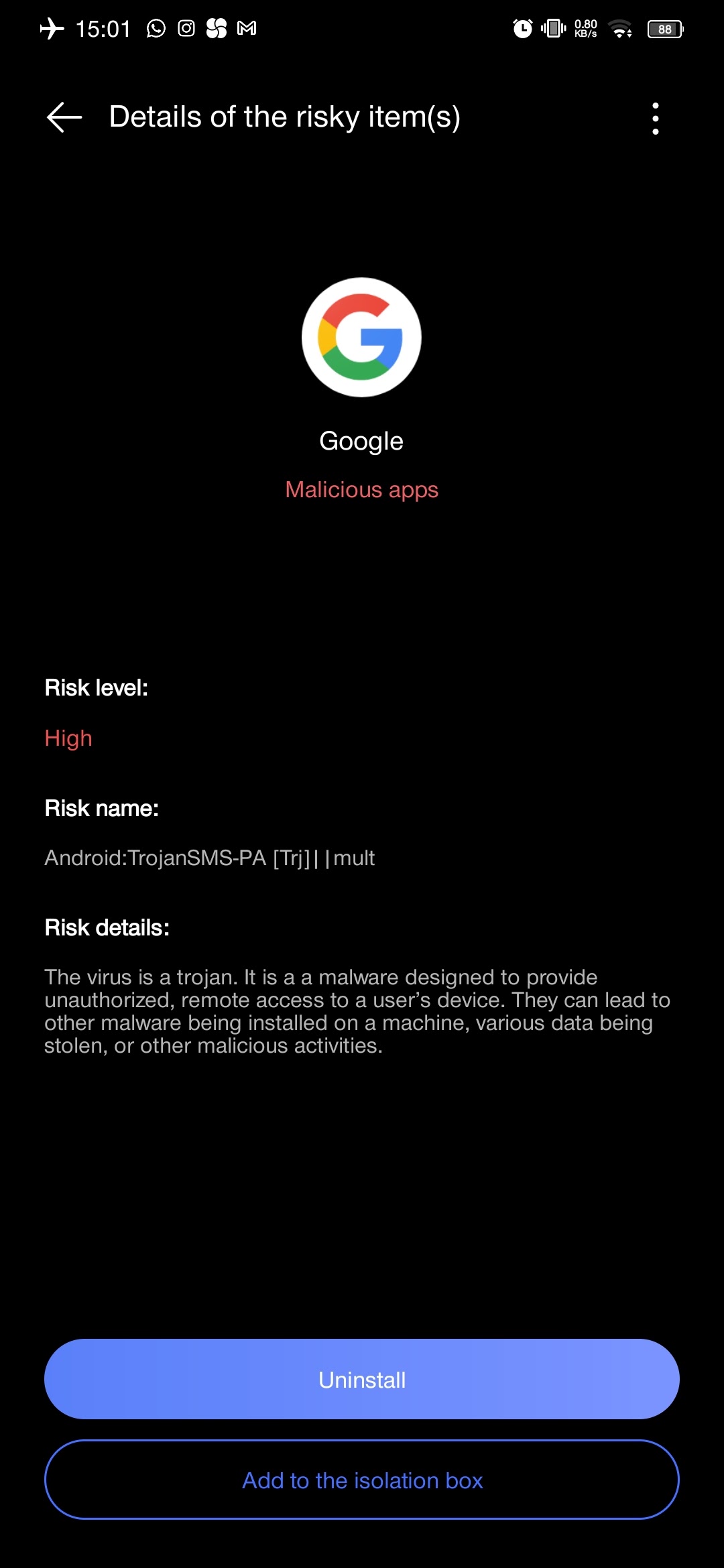 My Google App Detected as Trojan Virus - Android Community