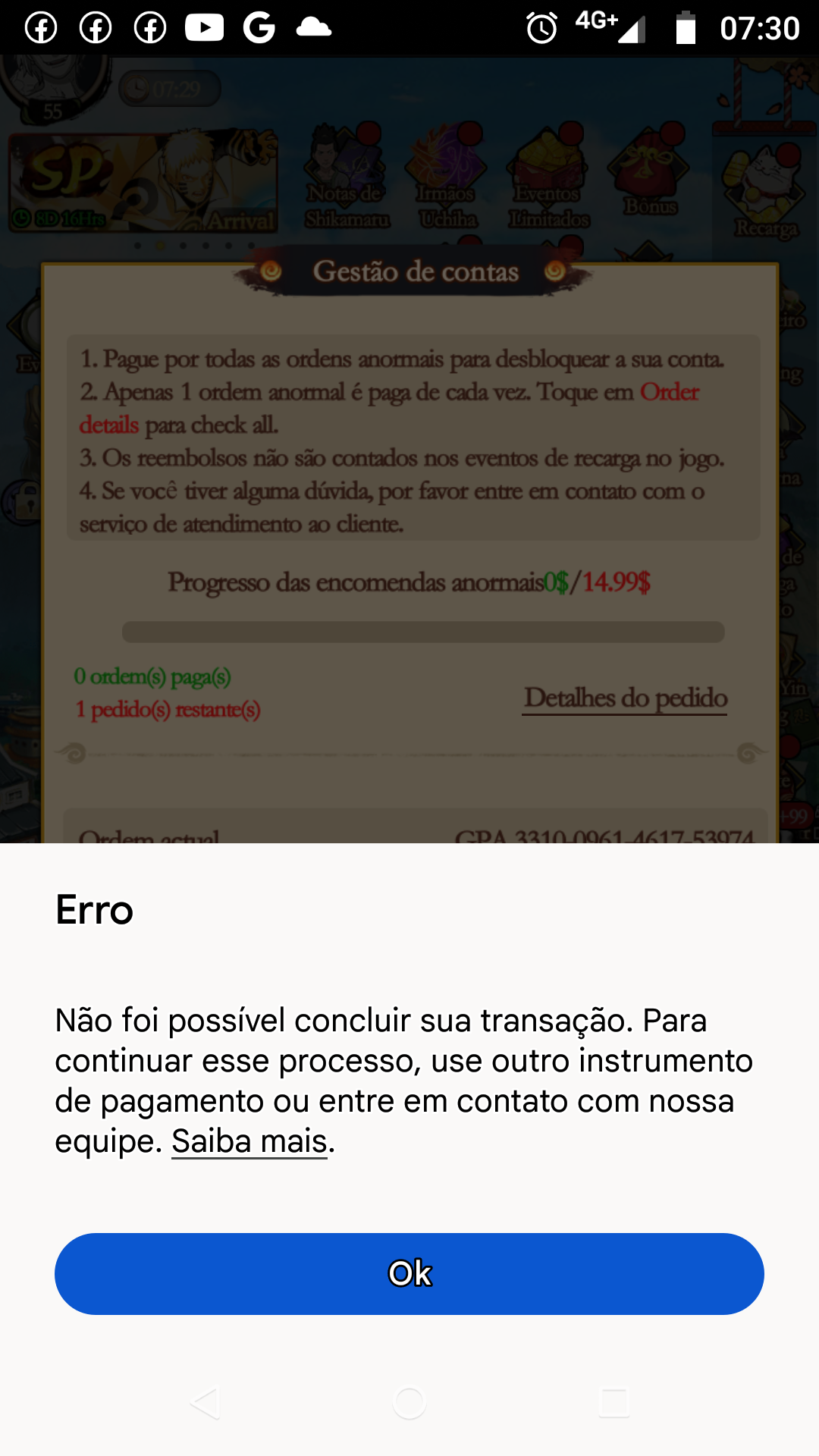 Estou há 2 dias tentando comprar produtos de um jogo online e não consigo.  - Comunidade Google Play