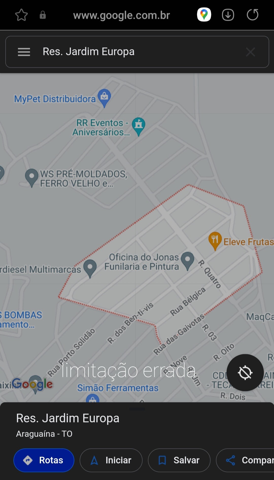 Localização muito errada - Comunidade Google Maps