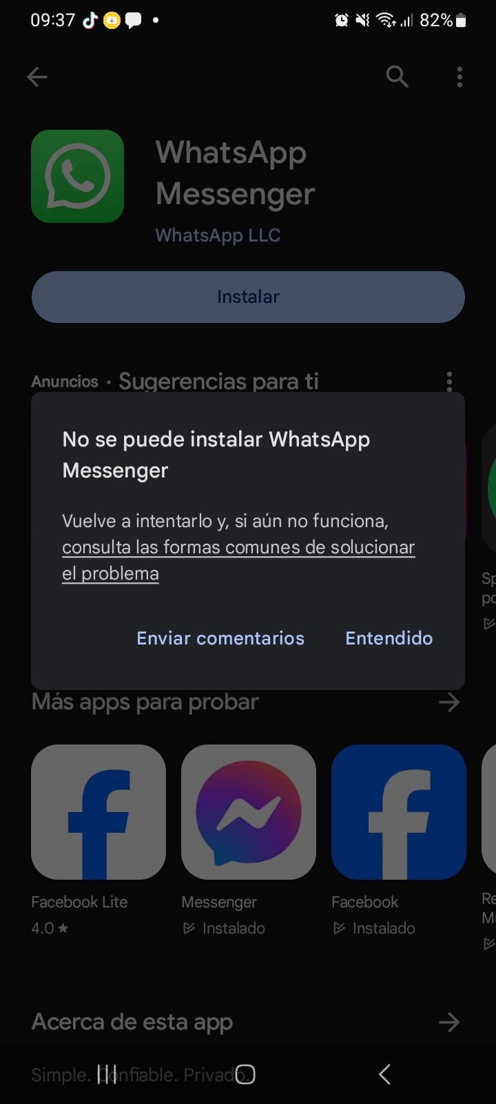 no puedo descargar whatsapp - Comunidad de Google Play