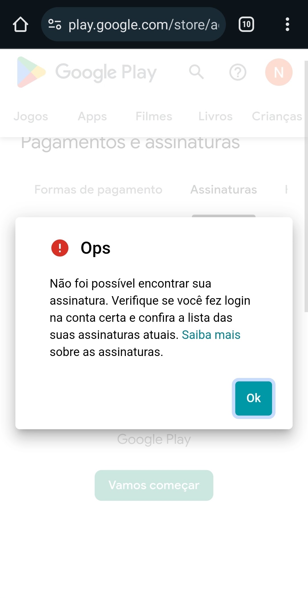 Gostaria de saber porque não foi possível fazer a minha assinatura