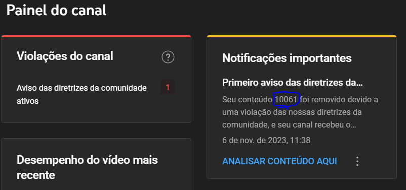 É possível ver o título ou até mesmo o canal do vídeo que foi