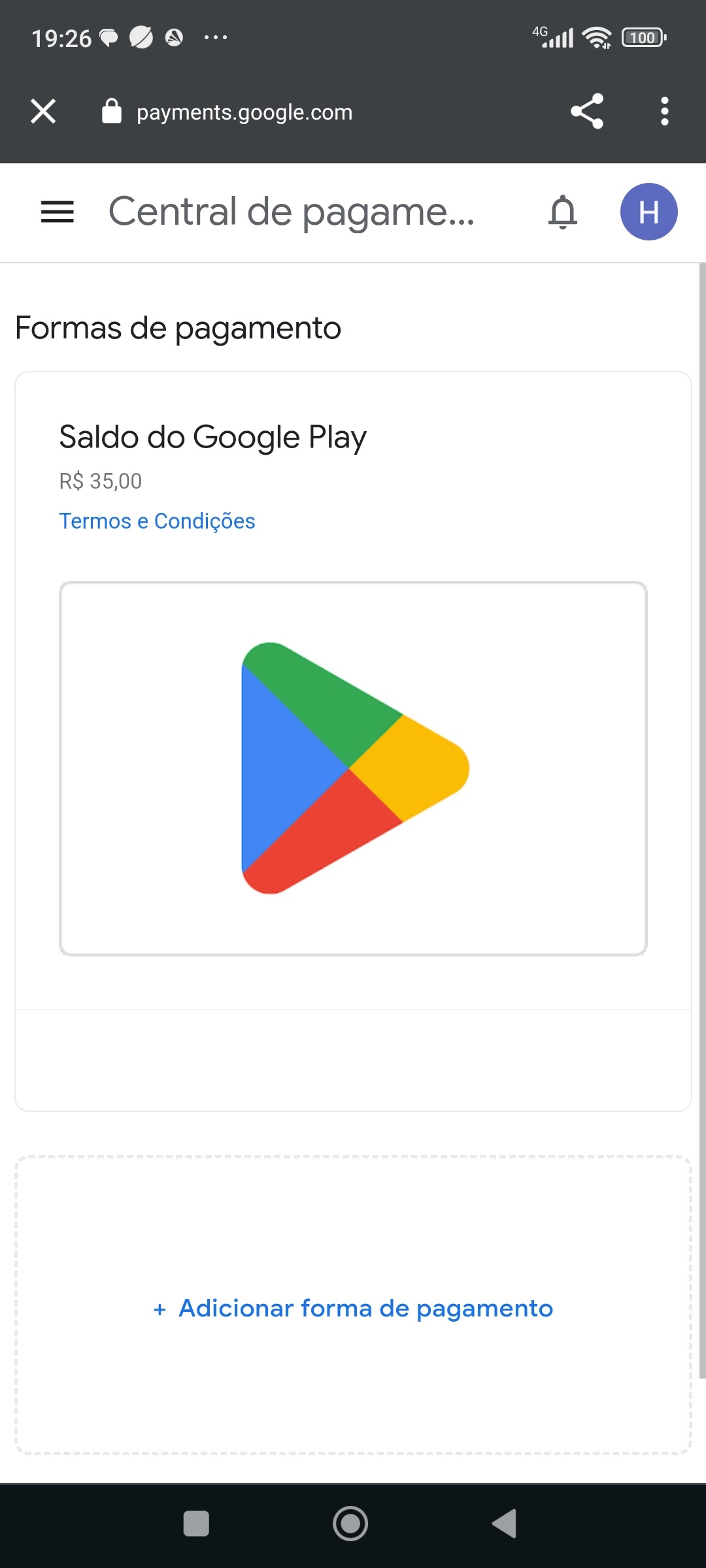 Cartão Google Play