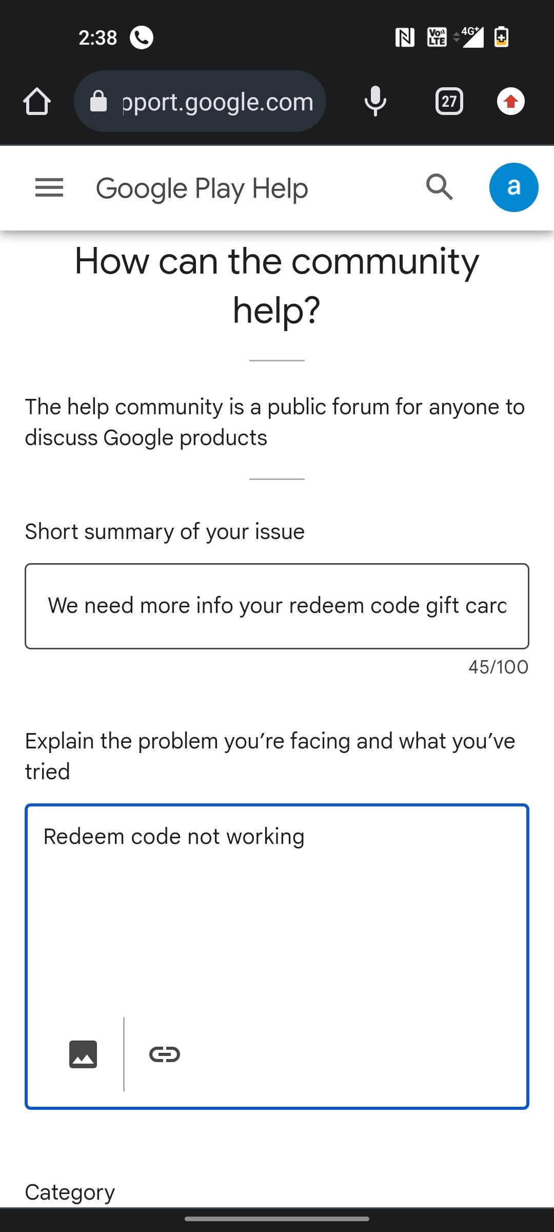 We need more info your redeem code gift card - Google Play Community