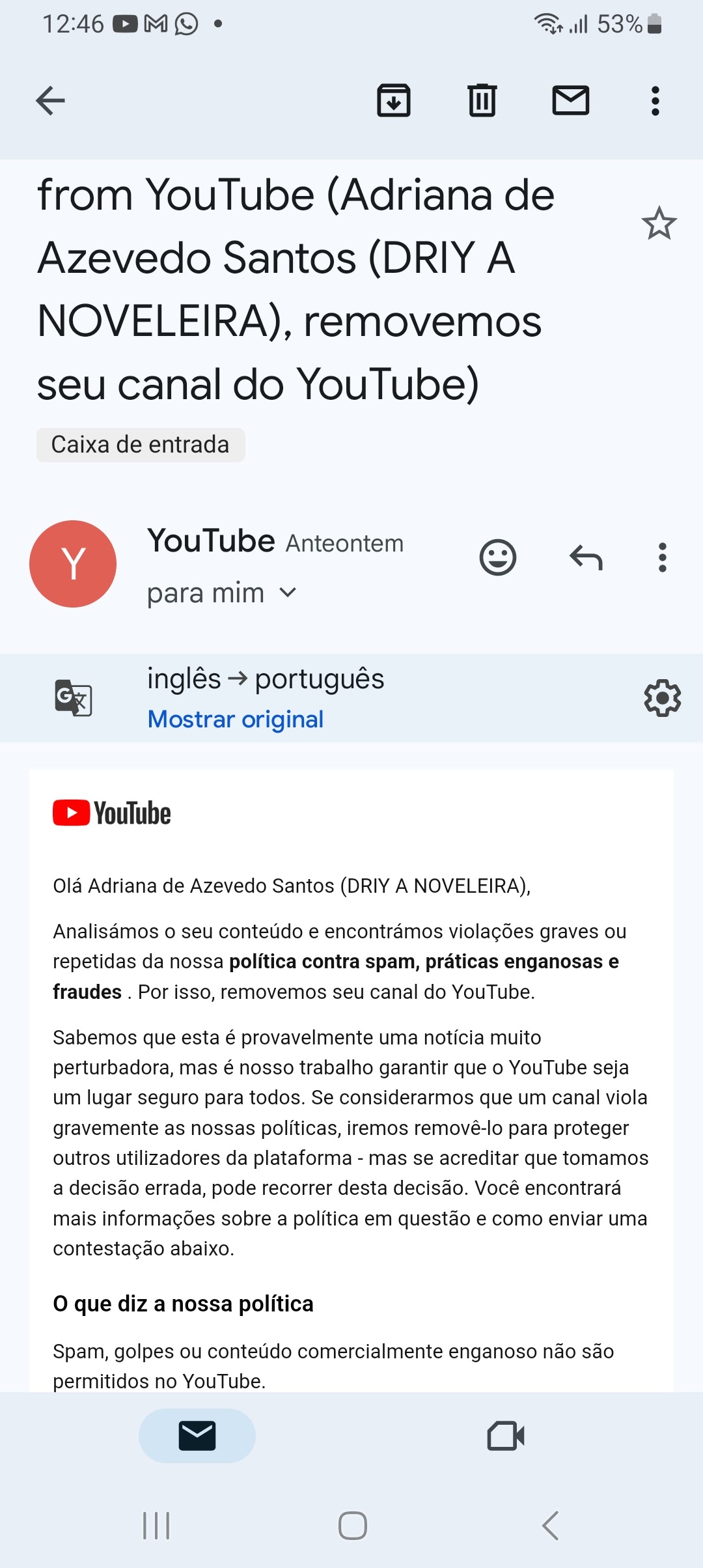 Canal excluído sem aviso, lamentável ver uma empresa como  tomando  uma atitude assim! - Comunidade