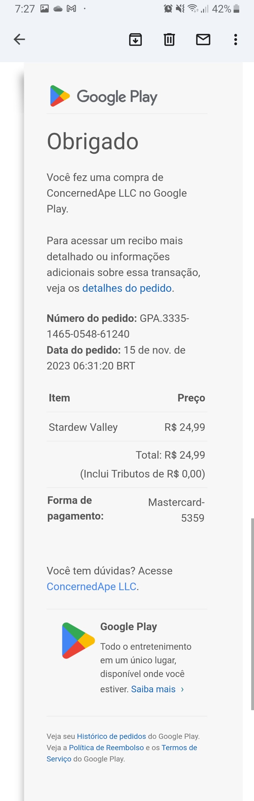 Como pedir reembolso na Google Play Store