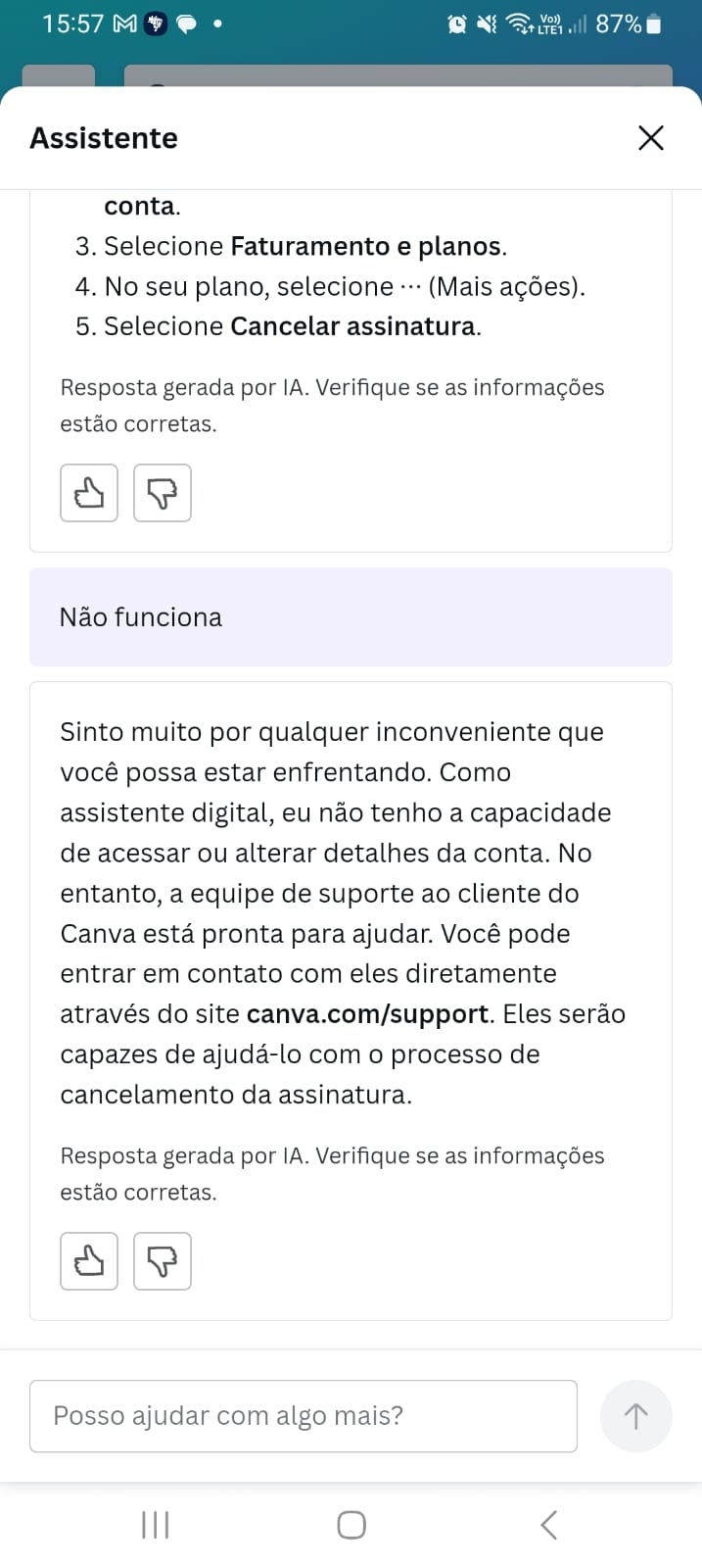 Não consigo cancelar minha assinatura no canva! - Comunidade Google Play