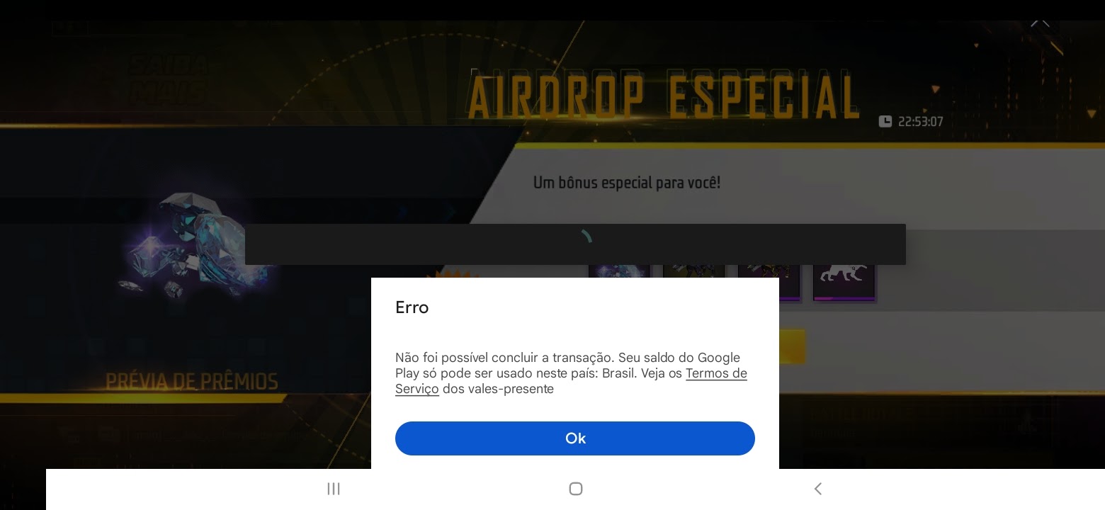 erro na compra de diamante no free fire - Comunidade Google Play