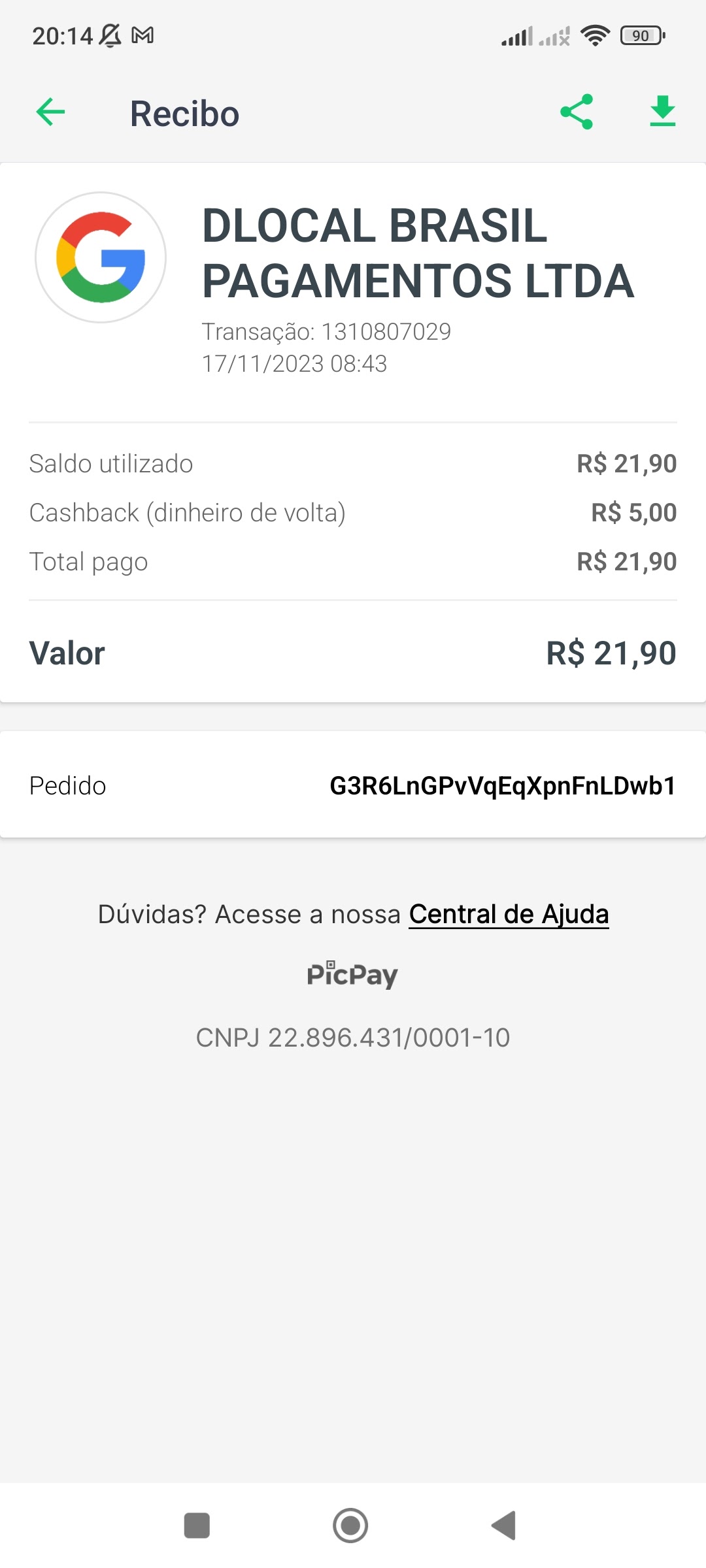 Como faço para pedir reembolso de uma compra que foi cancelada mais foi  descontada da minha conta - Comunidade Google Play