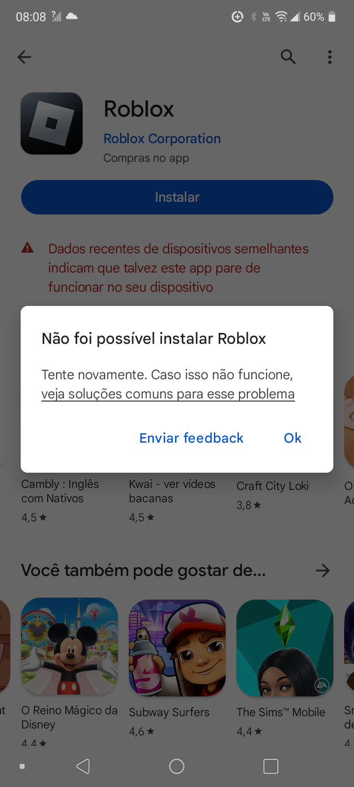 Não estou conseguindo abaixar o Roblox - Comunidade Google Play