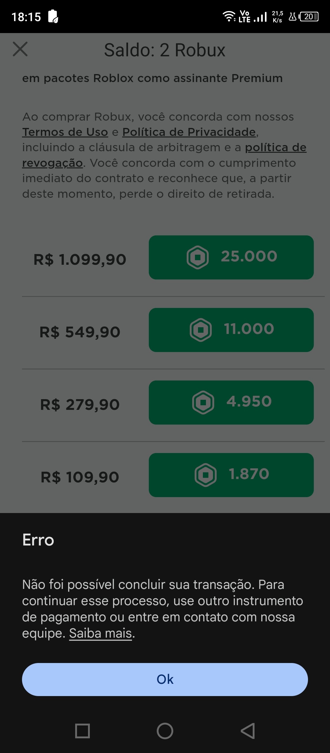 Gift card 5 reais roblox