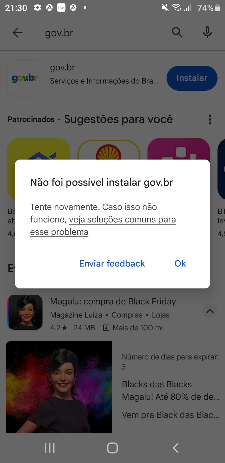 Instalação do app - Comunidade Google Play