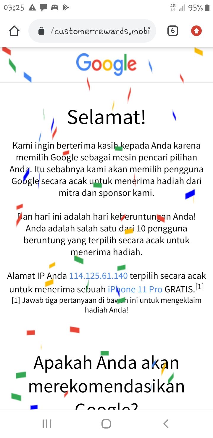 Mas Sya Barusan Dpat Hadiah Di Suruh Pihak Google Klaim Nama Dan Alamat Yg Akan Di Kirimkan Nipu Ngk Komunitas Gmail