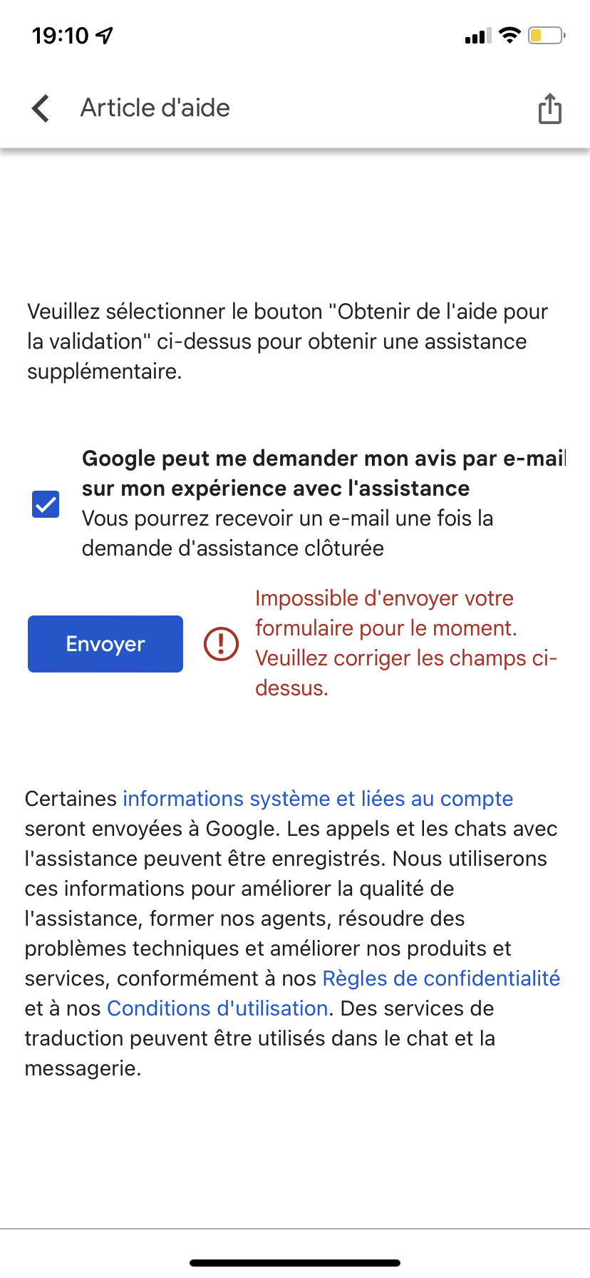 Commentaires en ligne: Recharge  Email