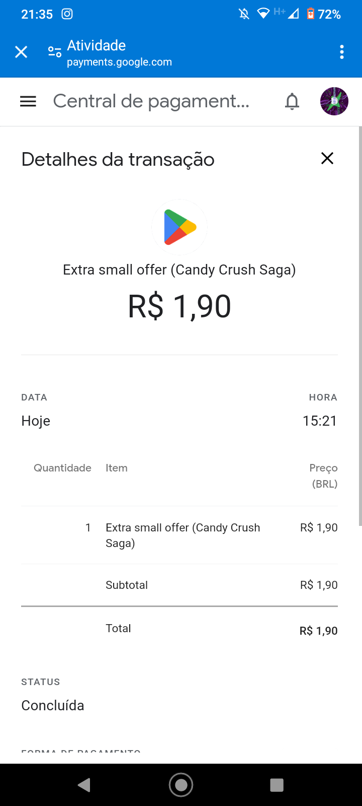 Solicito reembolso do Google de uma compra que foi cobrada na minha conta,  mas não foi feita por mim - Comunidade Google Play