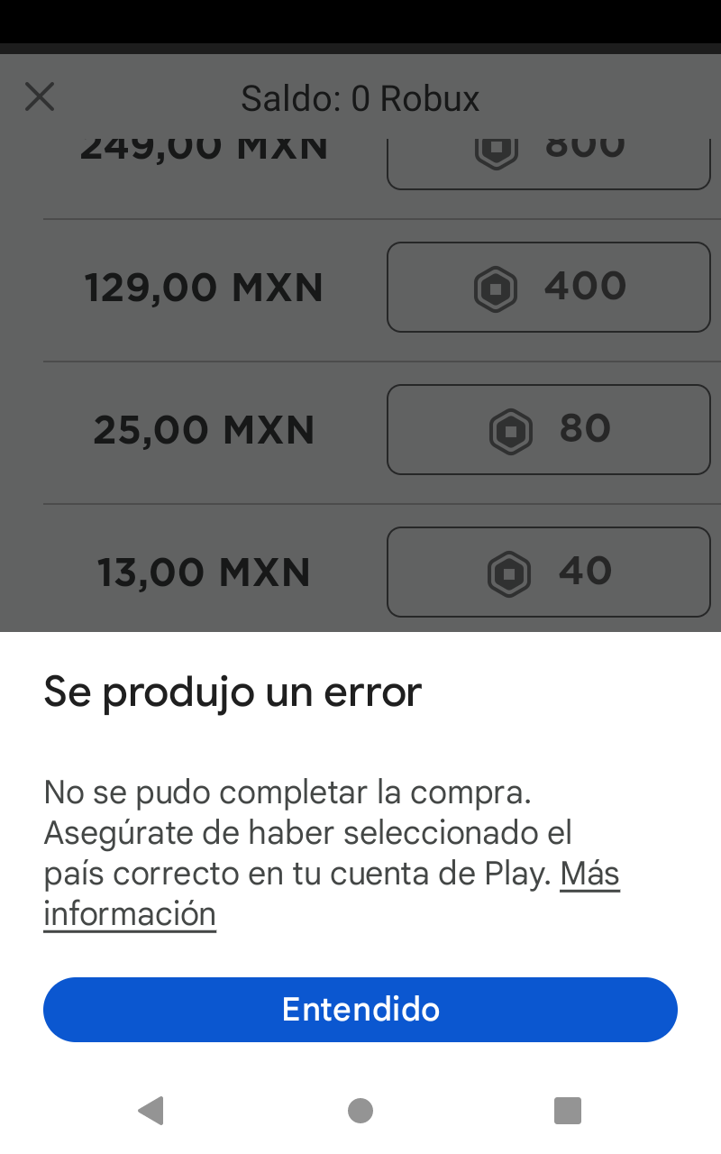 Tento comprar robux e da error. - Comunidade Google Play